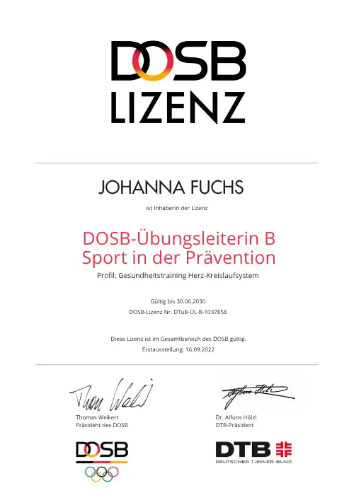 DOSB Übungsleiterin B - Sport in der Prävention